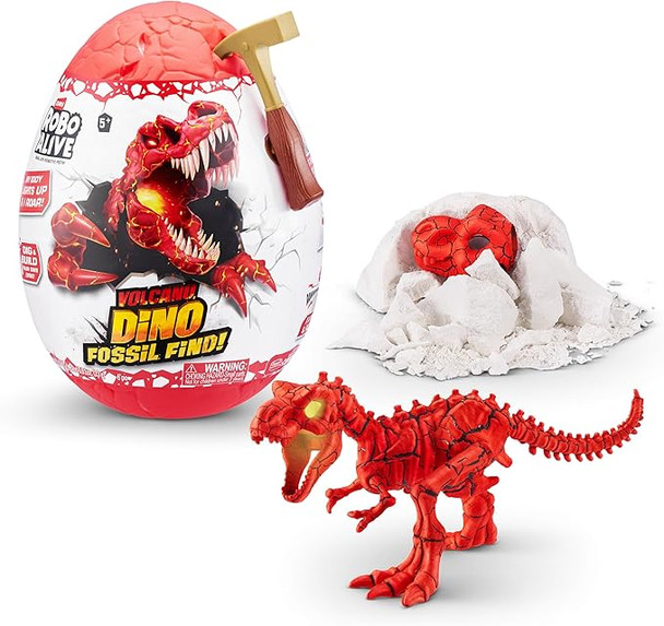 Robo Alive Volcano Dino Fossil Find T-Rex by ZURU Boys Age 5+ Dig and Discover, STEM -Excavate Prehistoric Fossils, Educational Toys, Great Science Kit  (T-Rex)
