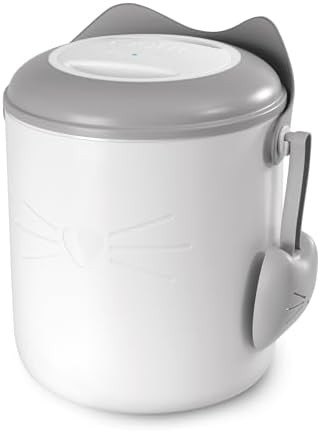 Catit PIXI Smart Vacuum Food Container – Airtight Cat Food Storage with Auto Vacuum Seal BPA- Energy Efficient Whimsical Cat Design & Scoop