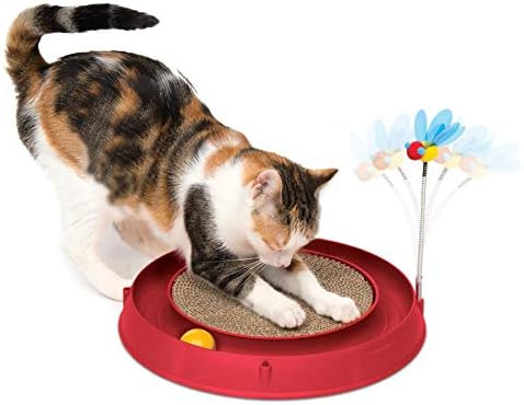 Catit Play Circuit Ball Cat Toy with Scratch Pad Catnip Toy Red 43000