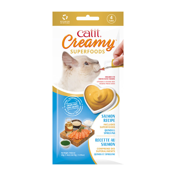 Catit Creamy Superfood Lickable Cat Treat – Hydrating and Healthy Treat for Cats of All Ages - Lamb with Quinoa & Chia 4-Pack