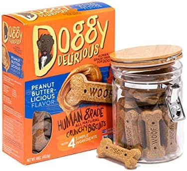 Doggy Delirious Peanut Butter Bones Dog Treats Non GMO 16 Ounces (Pack of 6)
