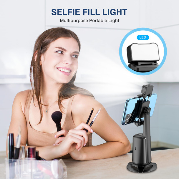 jiangler Auto Face Tracking Tripod 360° Rotating Cell Phone Photo and Video Kits Stand No App Camera Stand with Remote and Gesture Control Rechargeable Smart Shooting Stand for Live Recording Tiktok（Black）