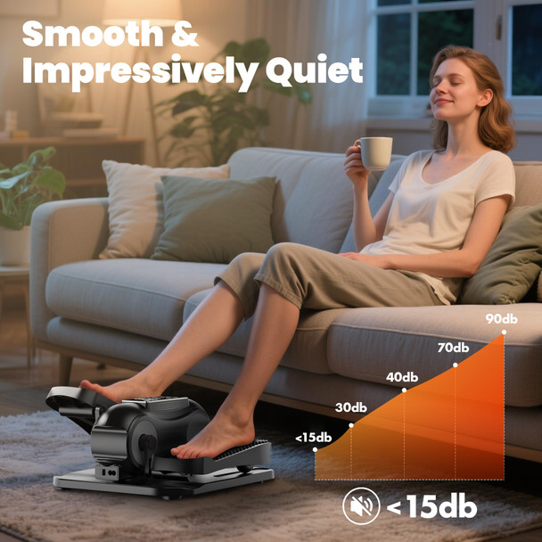 Yagud Under Desk Elliptical Machine Elliptical Leg Exerciser as Seen on TV for Senior with Remote Control Portable Quiet Electric Seated Pedal and 12 Adjustable Speed Black