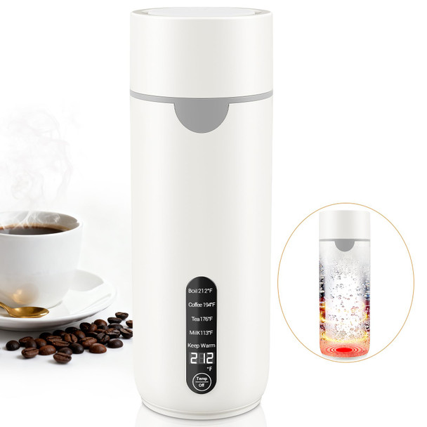 Alinayee Travel Kettle Portable Travel Tea Electric Kettle For Hot Water Small Kettle With 4 Temperature Controls 304 Stainless Steel Fast Boiling Water With Auto Shut-Off (White 400Ml)