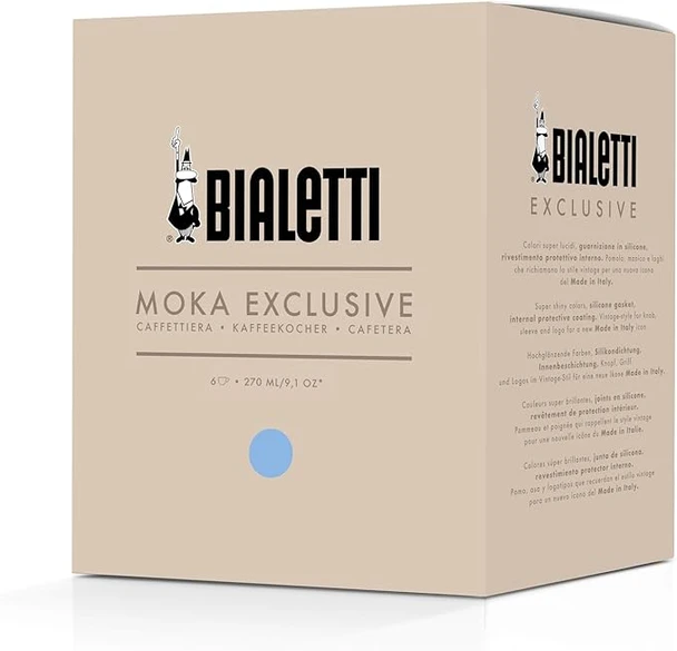 Bialetti Mocha Exclusive Sky Blue 6 Cup Open Fire (Coffee Maker Espresso Maker Makinetta)