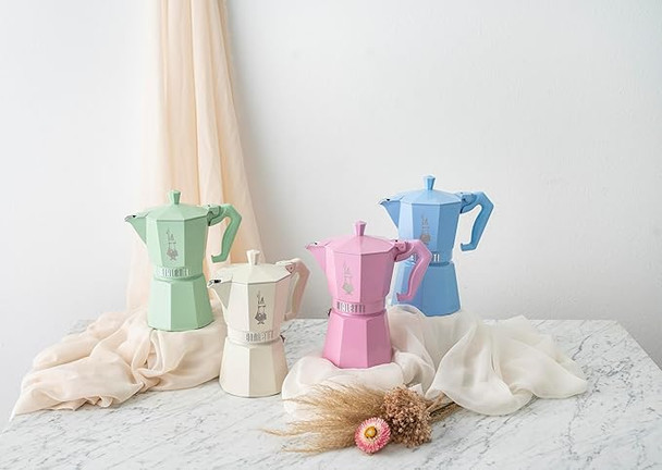 Bialetti Mocha Exclusive Sky Blue 6 Cup Open Fire (Coffee Maker Espresso Maker Makinetta)