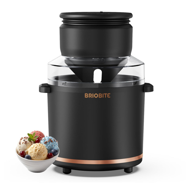 Briobite 1.1 Quart Ice Cream Maker “ Electric Ice Cream Machine For Gelato Milkshakes & Sorbetperfect For 2-3 Servings Easy To Use & Cleanblack