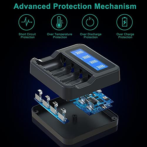 Rechargeable Batteries CR123A Charger, FARSAIL 4-Pack 123A NiMH Rechargeable Batteries for Arlo Camera VMS3130 VMC3030 VMK3200 VMS3330 3430 3530, Alarm System, Flasglight