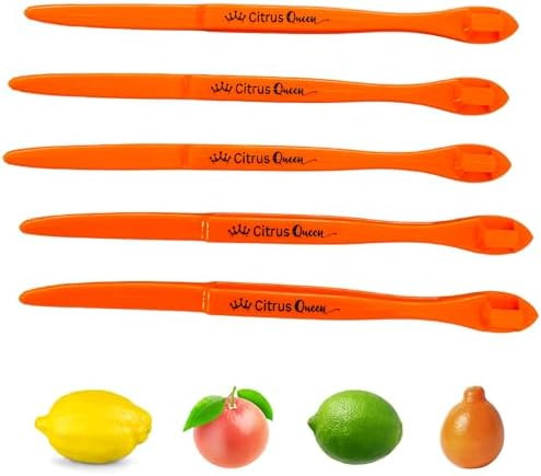 Citrus Queen Fruit Peeler And Zester 5 Pack Orange Long Handle Kitchen Gadget Tool Quick Fruit Skin Removal Opener Easy Peeling