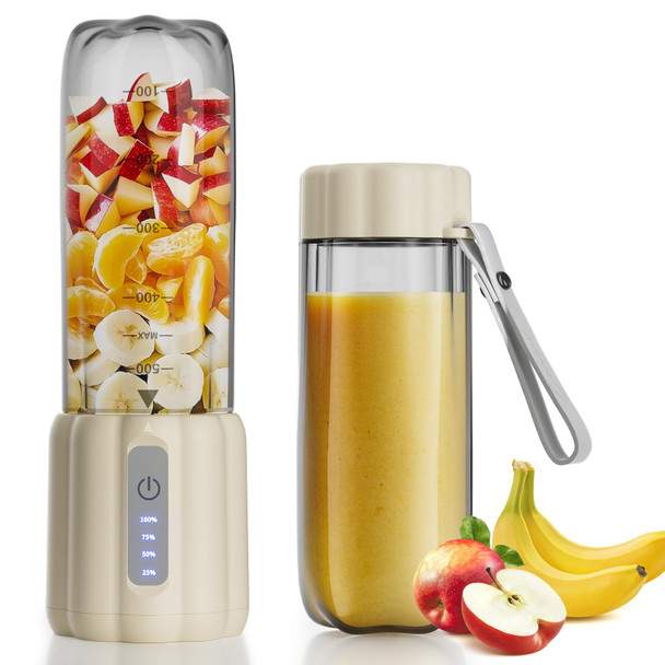 Cokunst 17Oz Portable Blender With 6 Blades Usb-C Rechargeable Personal Smoothie Maker For Shakes & Juices Compact Mini Mixer For Home Office & Travel