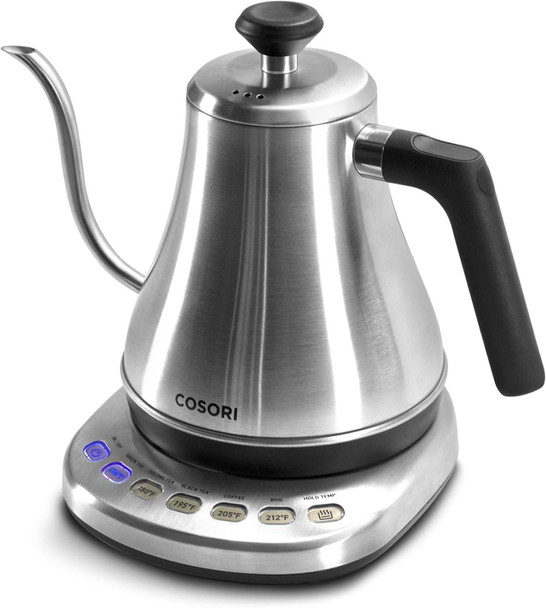 Cosori Electric Gooseneck Kettle With 5 Temperature Control Presets Pour Over Kettle For Coffee & Tea Hot Water Boiler 100% Stainless Steel Inner Lid & Bottom 1200W/0.8L
