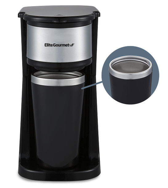 Elite Gourmet Ehc113M Personal Single-Serve Compact Coffee Maker Brewer Includes 14Oz. Stainless Steel Interior Thermal Travel Mug Compatible With Coffee Grounds Reusable Filter Mint
