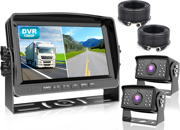 Fookoo Ⅱ HD 1080P 9" Wired Backup Camera System, 9-inch DVR Dual Split Screen Monitor, IP69 Waterproof Rear View Camera for Truck/Trailer/Box Truck/RV, Loop Record, Parking Lines (DY912) Fookoo Ⅱ HD 1080P 9" Wired Backup Camera System, 9-inch DVR Dual Split Screen Monitor, IP69 Waterproof Rear View Camera for Truck/Trailer/Box Truck/RV, Loop Record, Parking Lines (DY912)