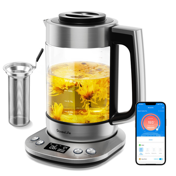 Goveelife Goveelife Smart Electric Kettle With Tea Infuser For Loose Leaf 1.7 L Electric Tea Kettle With Brewing Program Variable Temperature Control 2 H Keep Warm & Auto Shut Off Bpa Sliver