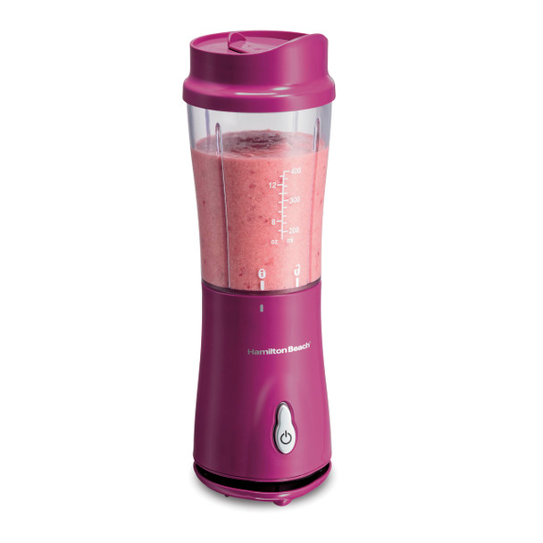 Hamilton Beach Portable Blender For Shakes And Smoothies 14 Oz Bpa Travel Cup & Lid Durable Stainless Steel Blades Personal Smoothie Blender Raspberry 51131G