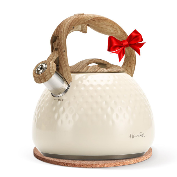 Harriet Tea Kettle Tea Pot For Stovetop 2.5Qt Whistling Kettle With 5-Layers Bottom Food Grade Stainless Steel Kettles With Hot-Resistant Handle Gas Electric Applicable Green