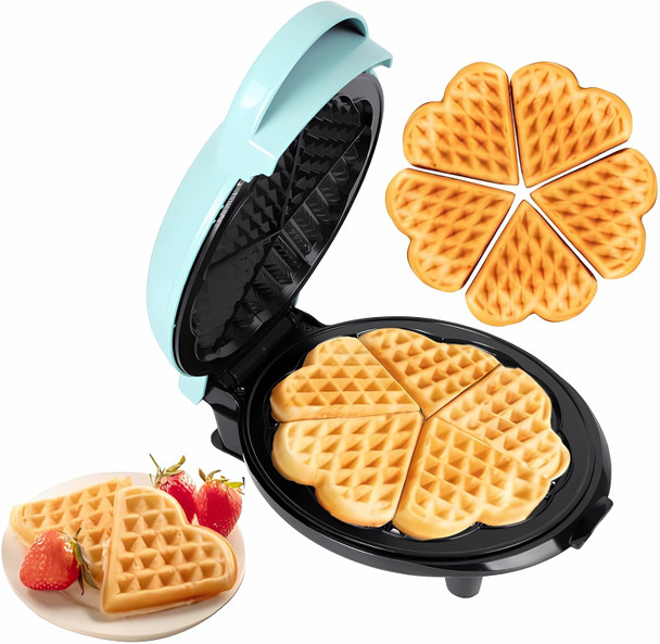 Kagor Cake Maker Lava Cake Maker Mini Donut Maker Waffle Maker Pancakes Maker Machine For Breakfast Snacks Desserts Non-Stick Surface Cake Machine Double-Sided Heating Azure