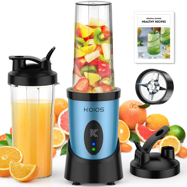 Koios Smoothie Blender 900W Personal Blender For Shakes And Smoothies For Kitchen With 2 Portable Cups 22Oz Single Serve Smoothies Maker Mixer For Juices Nutritious Recipe Grey Blue