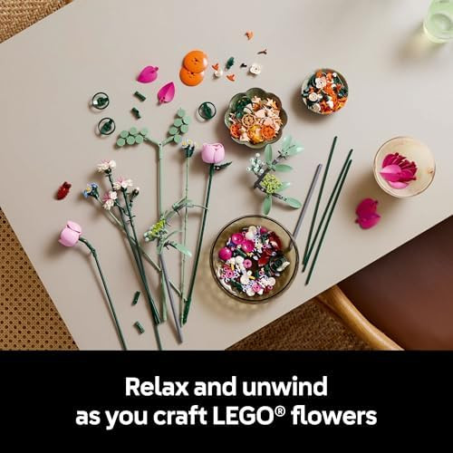 Lego Botanicals Pretty Pink Flower Bouquet Building Set For Adults - S For Valentines Day For Her- Artificial Flowers For Decor Or Table Display - 10342