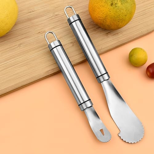 Linyuearui 2Pcs Stainless Steel Orange Peelergrapefruit Peelerwith Handle Orange Citrus Peeler Tooltriangular-Blade & Zigzag-Shovel Orange Peeler Gadgetorange Peeler Triangle Shovel Kitchen Gadget Set
