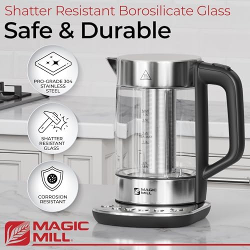 Magic Mill Pro Electric Kettle With Tea Infuser And Temperature Control - Keep Warm Function Rapid Boil Automatic Safety Shut Off Bpa No Plastic On Water British Patent Technologylarge 1.7L