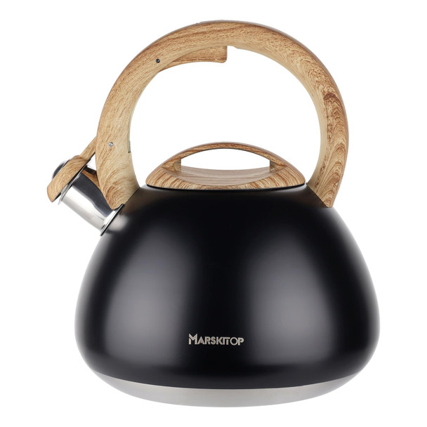 Marskitop Whistling Tea Kettle For Stove Top 2.6 Quart Teapot For Stovetop Stainless Steel Tea Pot For Stove With Wood Pattern Handle Light Green