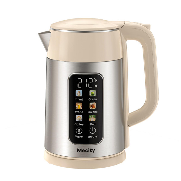 Mecity Electric Kettle 1.7L Touch Screen Temperature Control Water Boiler No Plastic Contact With Water. 6 Preset Temperature Programs 2 Hours Keep Warm Auto Shut Off Dark Grey
