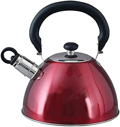 Mr. Coffee Morbern 1.8 Quart Stainless Steel Whistling Tea Kettle Red