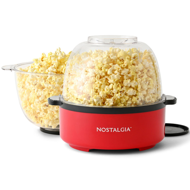 Nostalgia Electric Stirring Popcorn Maker “ 2 Qt Capacity “ Large Dual-Purpose Lid & Serving Bowl “ Great For S Movie Nights & Snacks “ Aqua