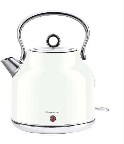 Seydere Electric Kettle “ 1.7L Stainless Steel Kettle With Keep Warm Function 1500W Fast Boil Kettle With Led Indicator Auto Shut-Off & Boil-Dry Protection Cordless Design Rotational Base (White)