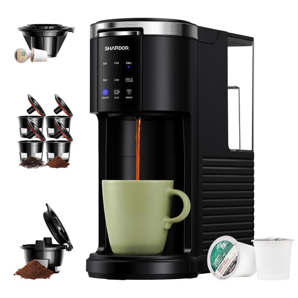 Shardor 3 In 1 Coffee Maker K Cup Coffee Maker Compatible With Ground Coffee & Teas Single Serve Coffee Machine 6“14Oz Brew Sizes 40Oz Detachable Water Reservoir Descale Settings White