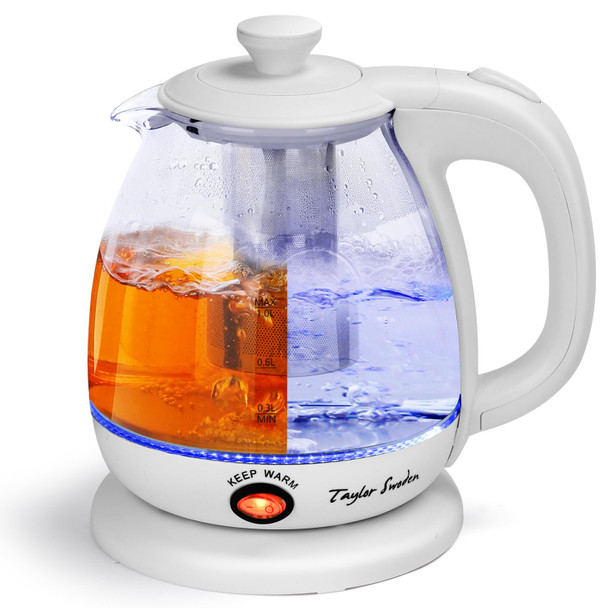 Taylor Swoden Electric Kettle With Tea Infuser 1L Small Electric Tea Kettle With Keep Warm Led Light Hot Water Boiler & Heater For Coffee & Teas Auto Shut-Off & Boil Dry Protection Bpa Black