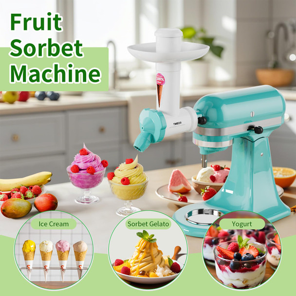 Tmbeg Dairy Ice Cream Maker Attachment For Kitchenaid Stand Mixer Frozen Yogurt And Sorbet Maker Soft Serve Dessert Machine Dishwasher Safe For Kitchen Aid Ice Cream Attachment