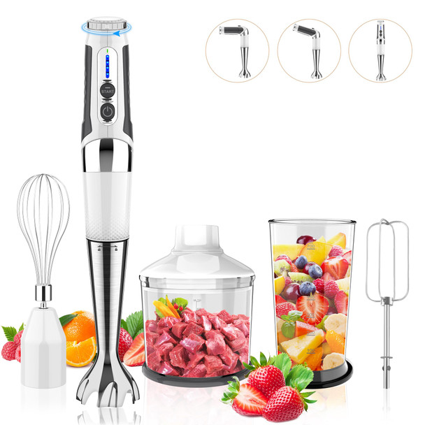 Toogel Cordless Immersion Blender: 4-In-1 Rechargeable Electric Hand Blender 21-Speeds & 3-Angle Adjustable With 700Ml Chopper 700Ml Beaker Egg Whisk And Beater For Smoothies Soup Baby Food (Black)
