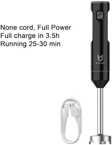 Utalent Cordless Hand Blender Utalent Variable Speed Immersion Blender Rechargeable With 500Ml Chopper 600Ml Container Egg Whisk For Smoothies Baby Food And Soups “ Black