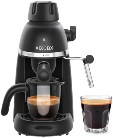 Xixubx Coffee Machine 3.5 Bar Espresso & Cappuccino Machine With Steam Wand Compact Design Coffee Maker For Latte Safety Lock & Tritan Cups 800W Black