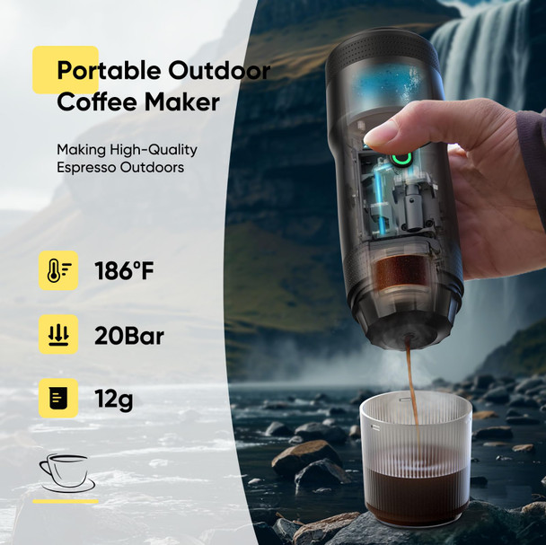 Meseto Portable Electric Espresso Machine Car Self-Heating Coffee Maker with USB-DC Travel Coffee Machine for Camping Compatible With NS Capsules & Ground Coffee Portable Coffee Maker for Hiking RVHome