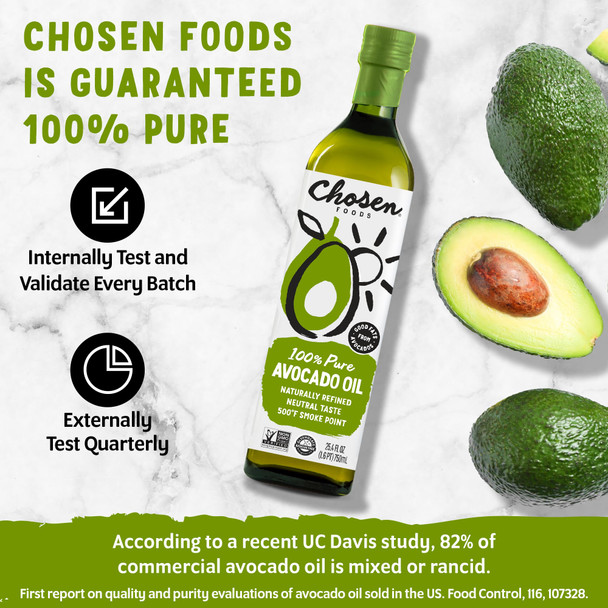 Chosen Foods 100% Pure Avocado Oil Keto Diet Friendly Kosher Oil for Baking High-Heat Cooking Frying Homemade Sauces Dressings and Marinades 8.4 fl oz