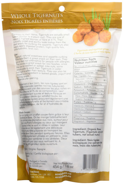 Ecoideas Organic Tigernuts Whole 454g