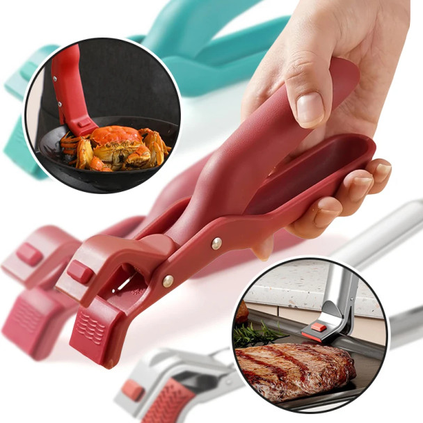 BNGXR Stainless Steel Gripper Clips Hot Dish Plate Anti-Scald Clip Non-slip Bowls Clamp Holder for Frying Pans Air Fryer Steamers Oven - Red