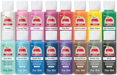 Apple Barrel, Vibrant Spectrum Collection Acrylic Craft Paint, Promoabiii, 2 Fl Oz Each, 16 Assorted Matte Colors, 16 Count