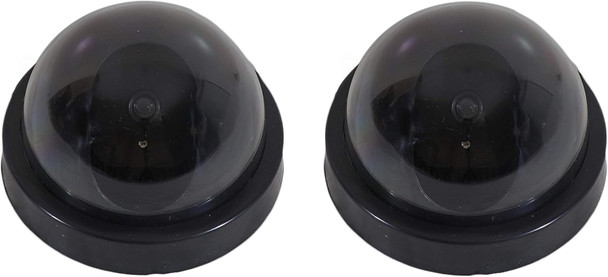Dummy Security Camera (2 Pack) Fake CCTV Surveillance System Realistic Look with Flashing red LED Light, Easy Mount with Sticker Guide, for Home & Office, Indoor Outdoor Use, by GRANDOH