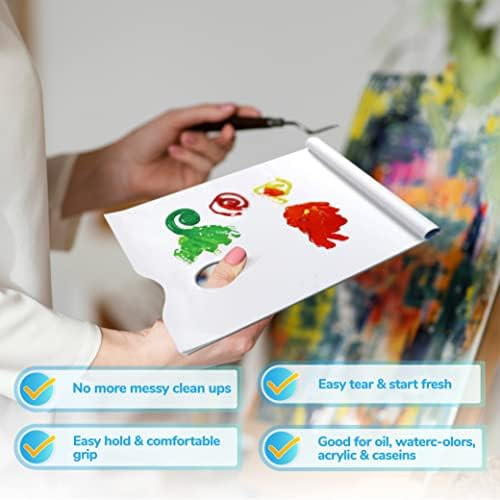 Bellofy 2X Disposable Palette Paper 9X12 Inches  Mess- Paper Artist Palette For Acrylic, Oil Paint  Perfect Painting For Artists, Kids & Beginners  Easy-To-Use Tear-Off Sheets For Mixing Colors