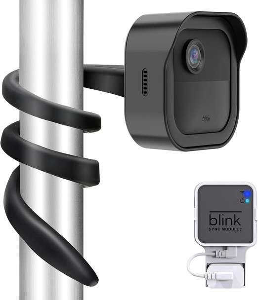All-New Flexible Twist Mount Compatible with Blink Outdoor (4th &3rd Gen), Weatherproof Protective Housing with Blink Sync Module Wall Mount (Black)
