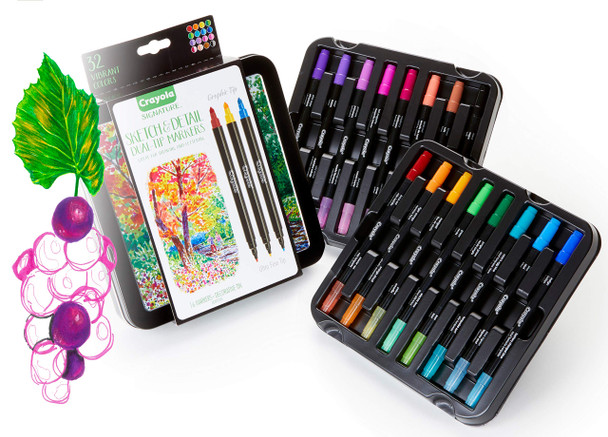 Crayola Blending Marker Kit With Decorative Case, 14 Vibrant Colors & 2 Colorless Blending Markers