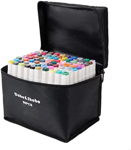 Dabo&Shobo 80 Colors Alcohol Markers, Dawing Marker, Dual Tip, Fine & Chisel Coloring Marker For Adult Coloring And Sketching