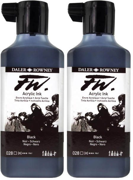 Daler-Rowney Fw Acrylic Ink Bottle Black - Versatile Acrylic Drawing Ink For Artists And Students - Permanent Calligraphy Ink - Archival Ink For Illustrating And More