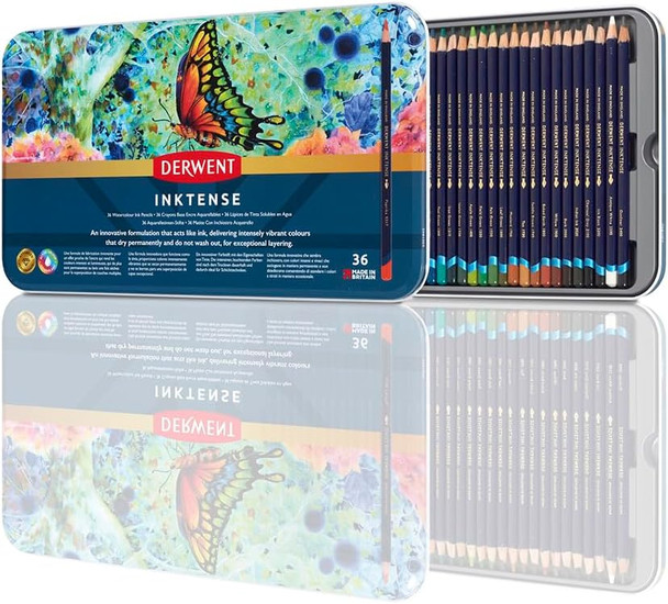 Derwent Drawing Pencils, Inktense, 4Mm Core, Metal Tin, Watercolor, 12 Coun