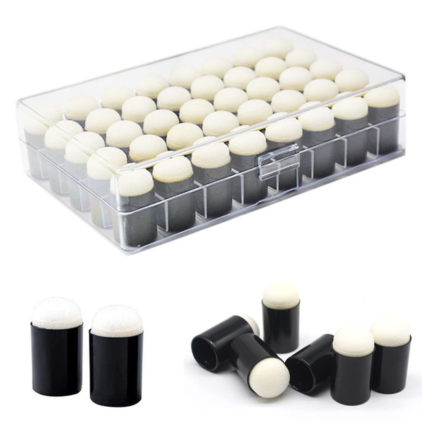 Ekdjkk 40Pcs Finger Sponge Daubers With Storage Box For Painting Chalk Ink Card Making Drawing Diy Craft Handmade Finger Painting Sponge Set Craft Drawing Sponge Dauber Set Painting Projects-Daubers