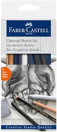 Faber-Castell Charcoal Sketch Set - 7 Piece Charcoal And Pastel Art Supplies Set